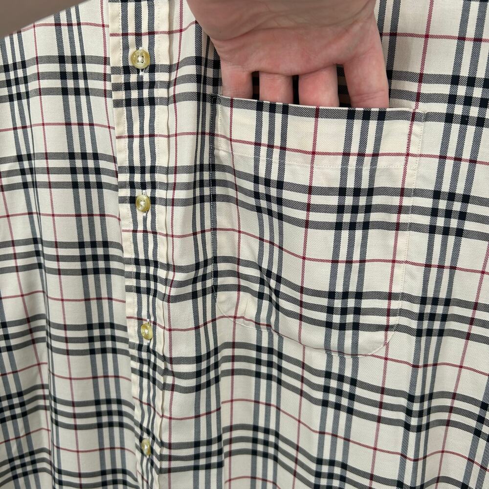 Vintage Men's Burberry London Micro Nova Check Button Up Shirt 3XL 63620 - Picture 5 of 10
